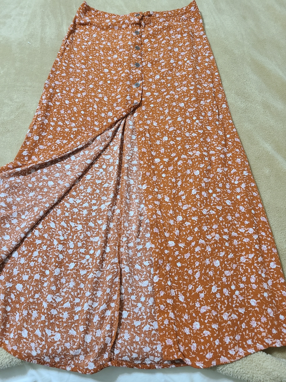 Wild Fable Rust Floral Button-Front Maxi Dress